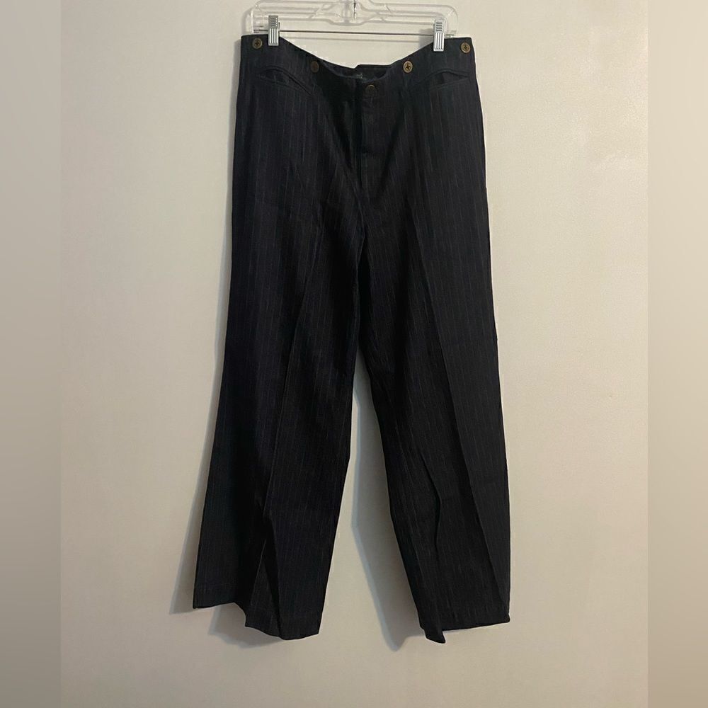 Lauren Jeans Co Ralph Lauren indigo, red pinstripe wide legs jeans, size 16